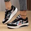 Damen Atmungsaktive Toningschuhe Geblümt Bequem Dicke Sohlen Schwingschuhe Plateau Keil Abnehmende Sneaker