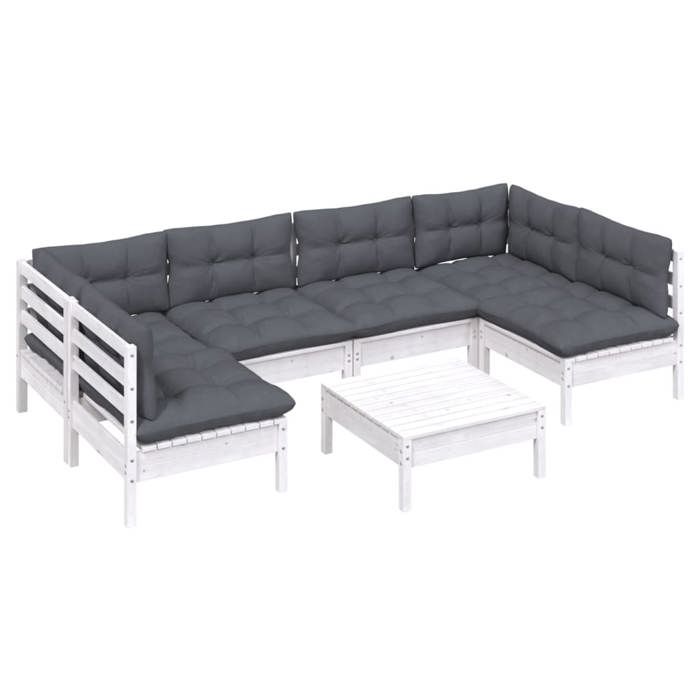 VidaXL Solid Pine Wood Garden Lounge Set 7 Pcs with Cushions Patio Furniture Outdoor Furniture Garden Furniture 3097158