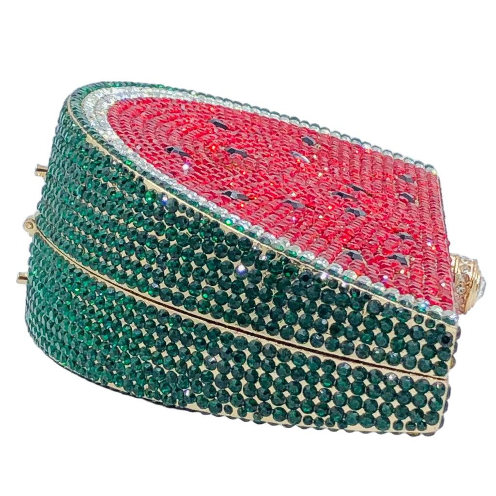 Boutique De FGG Notelty Watermelon Slice Clutch Purses, Women Formal Evening Handbags, Rhinestone Purses and Handbags for Party