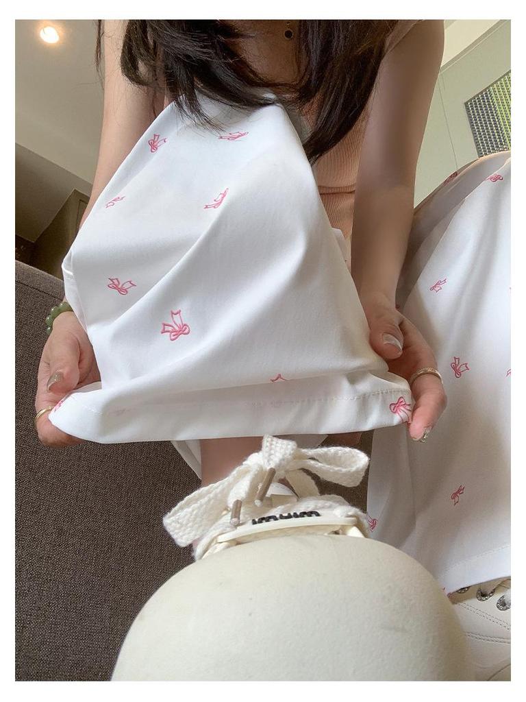 Women's High Waist Slimming Bowknot Yamamoto Wide-Leg Summer Pants - Drapey Floor-Length Casual Trousers