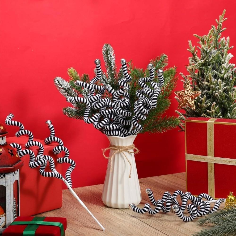 1pcs Curly Pick Branch Xmas DIY Bouquet DIY Multi Scene Christmas Ornament with Bell Candy Cane Branch