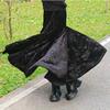 Retro Chinese Women's Fishtail Skirt - Green Velvet, Long Hem, Spring/Autumn/Winter