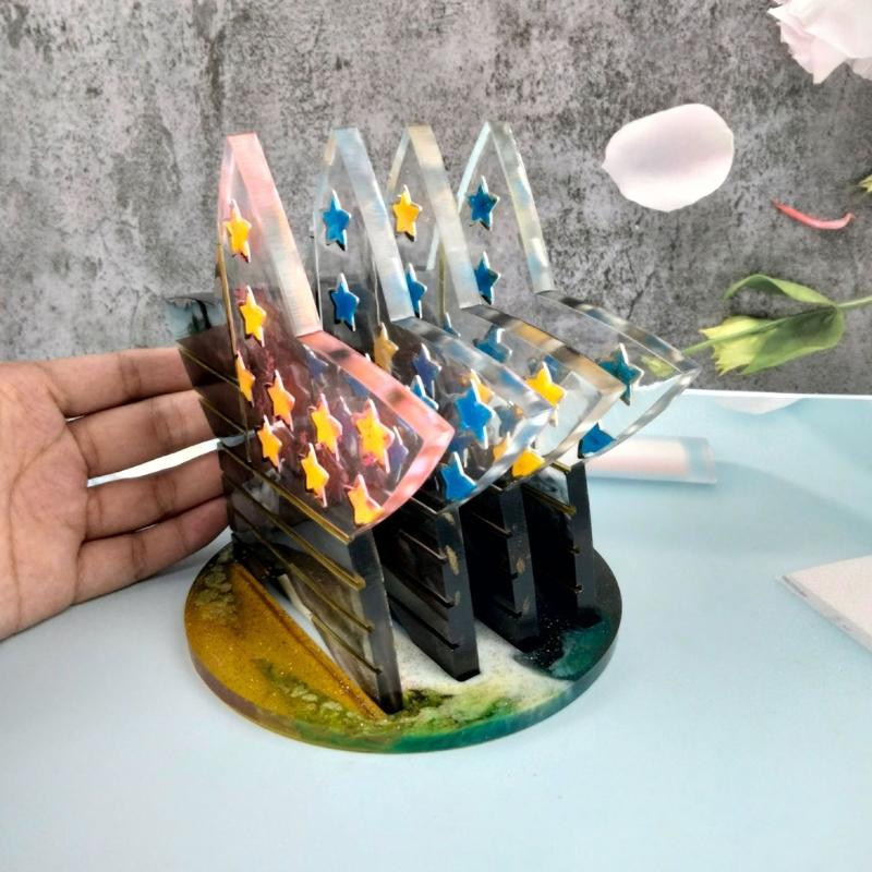 American Flag Five-pointed Star Coaster Combination Silicone Mold Office Tea Water Coaster Mirror Crystal Epoxy Mold