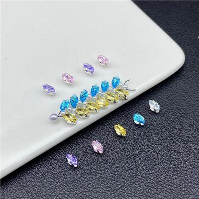 3×6mm Marquise Claw Zircon Teardrop Spacer Beads for DIY Jewelry and Beading Crafts