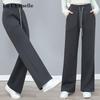 Pantalones Casuales de Pierna Ancha de Cintura Alta para Mujer La Chapelle