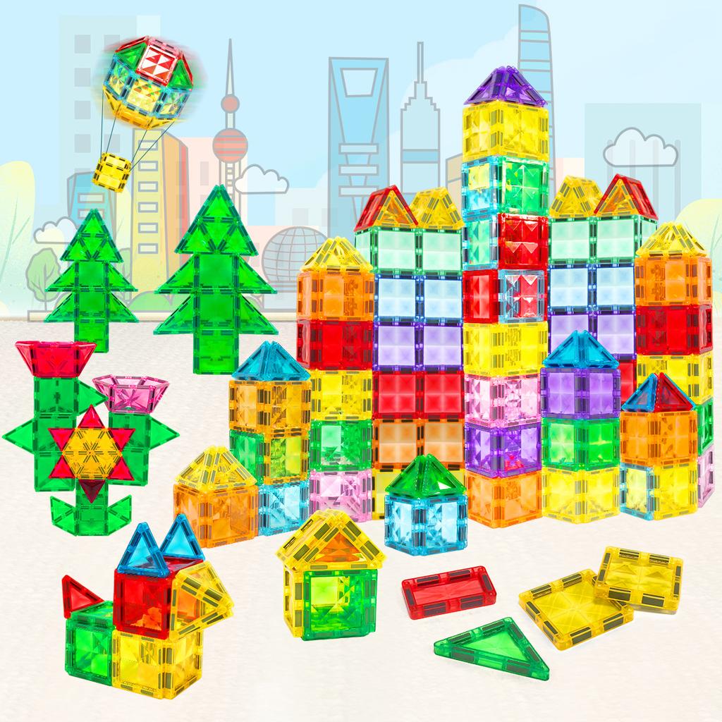 36/56/86PCS Magnetic Building Blocks Construction Set 3D Toys For 3+ Years Kids Montessori Educational STEM Building Blocks Toys