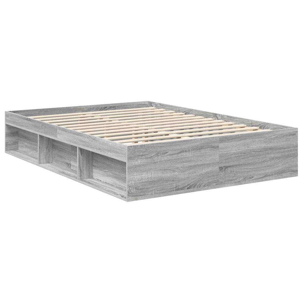 Bed Frame in Grey Sonoma 140 x 200 cm Solid Pine Wood