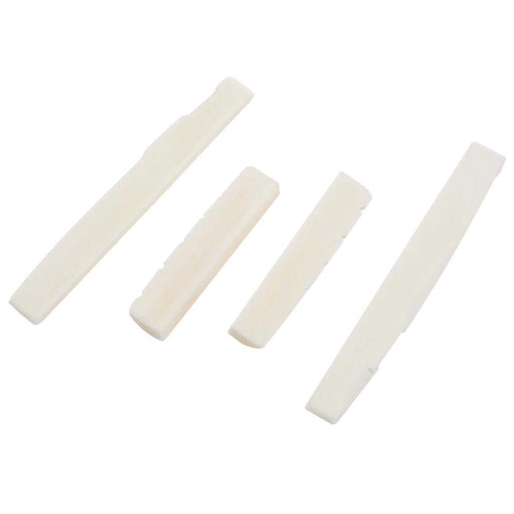 Classy-4 Sets Of 8Pcs 6 String Acoustic Guitar Bone Bridge Saddle And Nut Made Of Real Bone