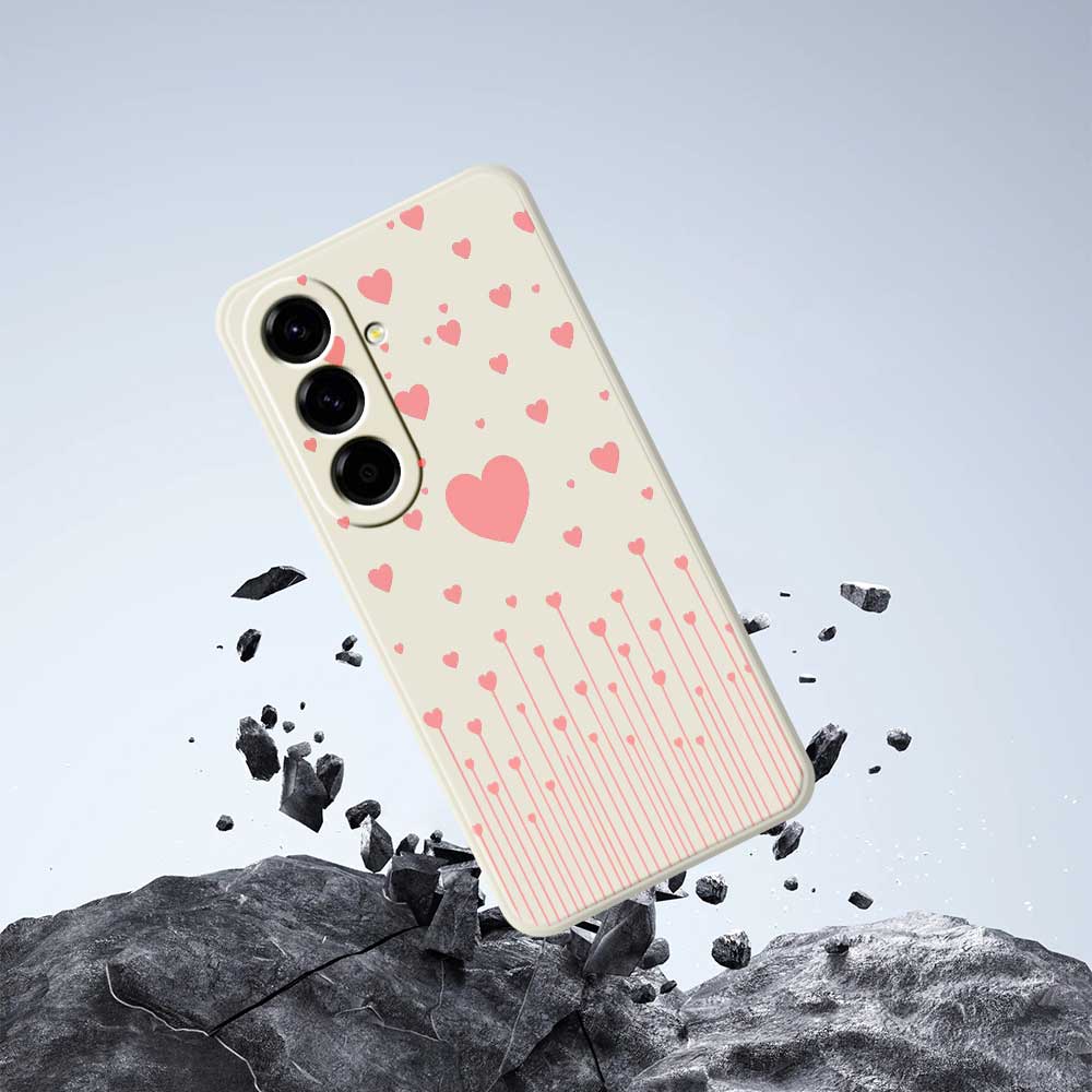 For Samsung Galaxy A56 5G Case Pink Love Pattern Printing Straight Edge TPU Phone Back Cover
