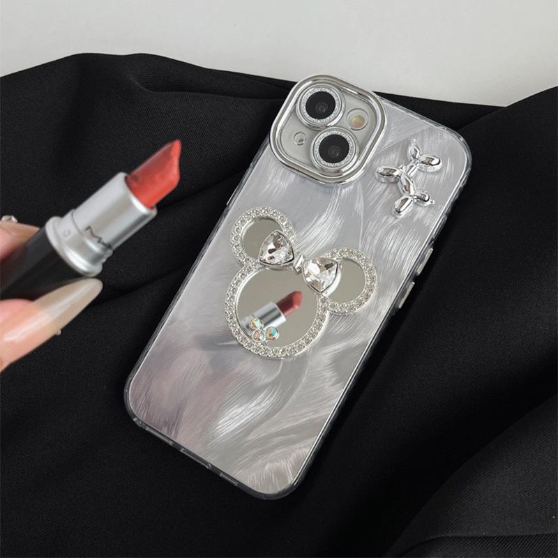 Bear Mickey Mouse Mirror Mobile Phone Case Is Suitable For Iphone17Promax Fine Hole Anti-Drop Apple 16 Advanced Sense 15