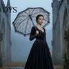 Fashionable Daily Travel Parasol Vintage Gothic Lace Umbrella, Black Bridal for Halloween Elegant Hollow Embroidery Umbrella Witch Cosplay,