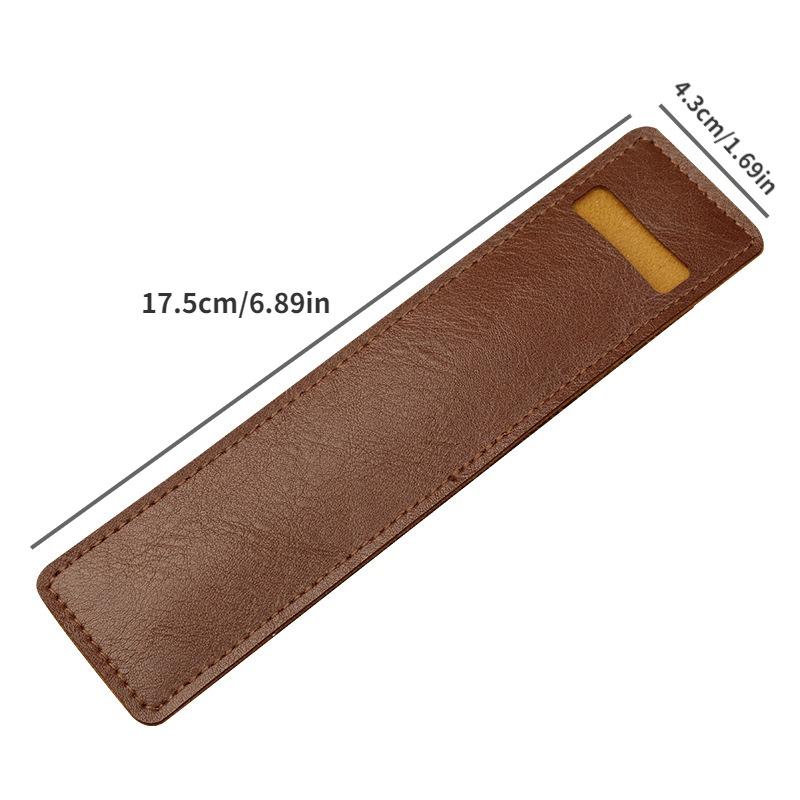1pc PU leather pencil case, single and double support storage protective cover, simple literary stationery storage bag