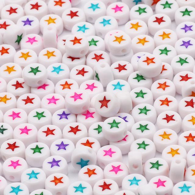 100Pcs Acrylic Flat Letter Beads Alphabet Round Smile Spacer Loose Bead For Diy Jewelry Bracelet Charm Supplies