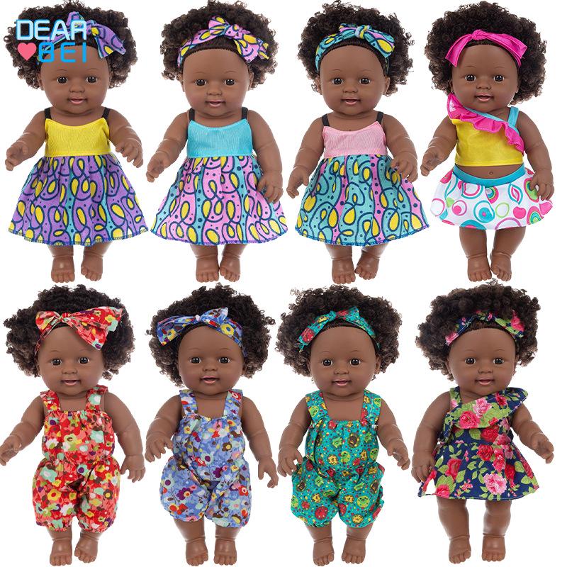 

12-inch Tie-Dye Afro Black Soft Glue Reborn Baby Doll 12-inch Smiling Black Baby Girl