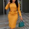 Long Sleeve Bodycon Dress with 3D Flower Details