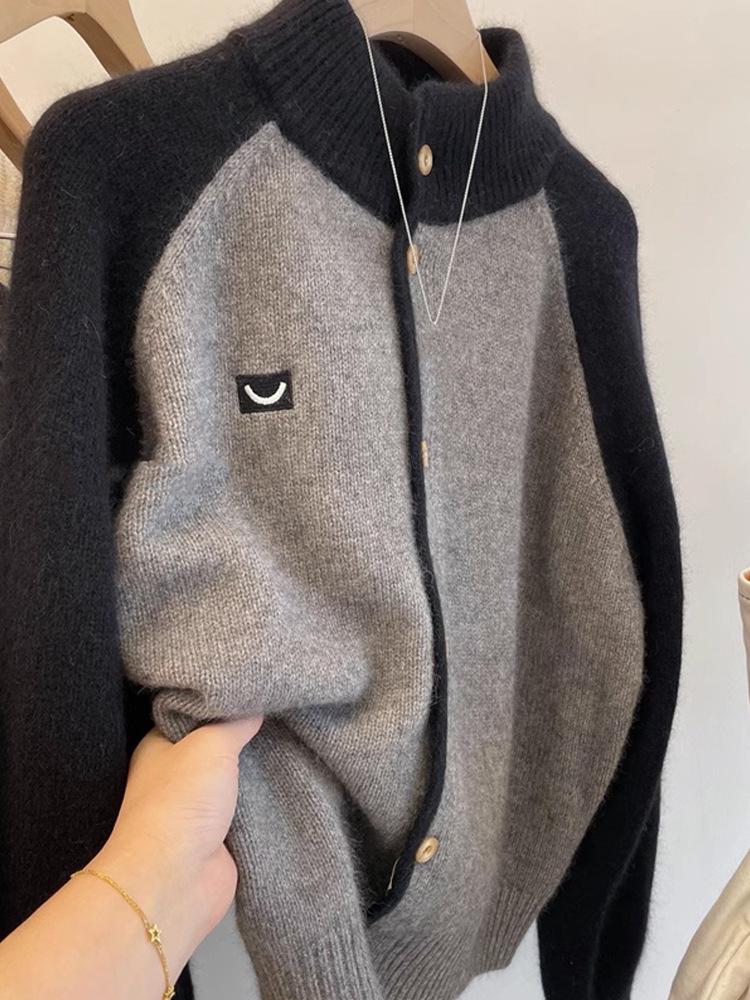 

Свитер из кашемировой шерсти в европейском стиле с полувысоким воротником и длинным рукавом - Свободный, модный, омолаживающий дизайн Small серый