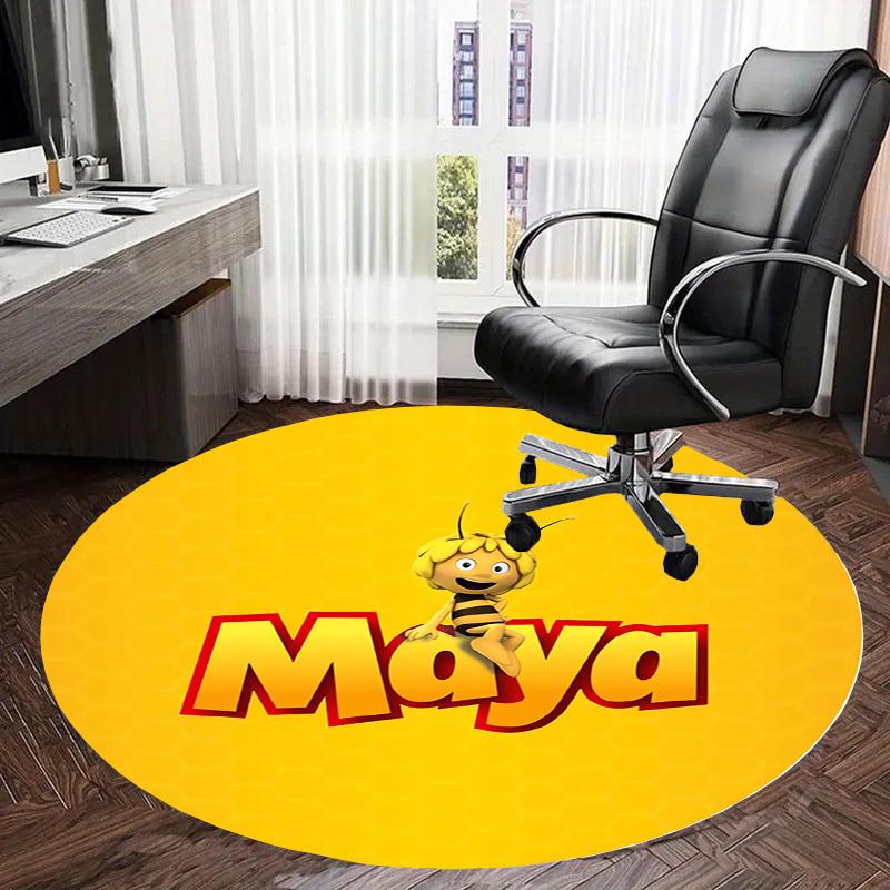 1pc Maya the Bee Round Carpet, Made of Polyester,Perfect for Decorating Office Chairs, Living Rooms,Vibrant Decorative Rug