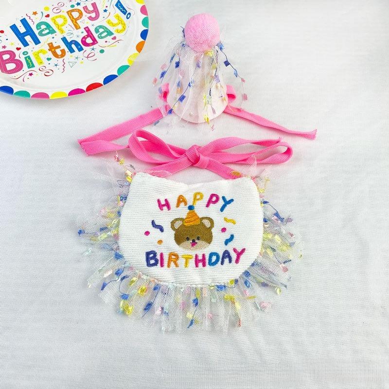 Cat and Dog Birthday Party with Lace Hats, Neckties Set, Cat and Dog Coats, Water Towels, Pet Accessories