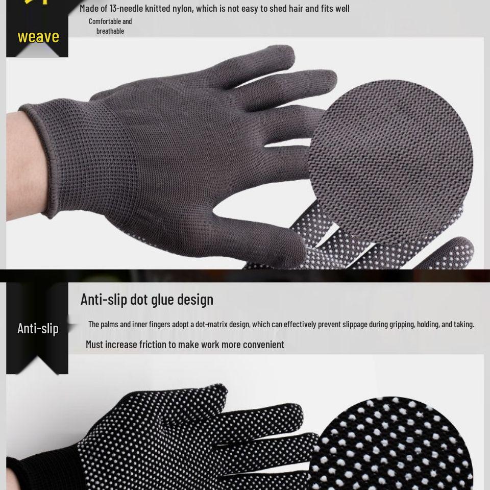 Dünne Nylon Anti-Rutsch-Arbeitshandschuhe: Atmungsaktiver, verschleißfester Schutz für Männer und Frauen