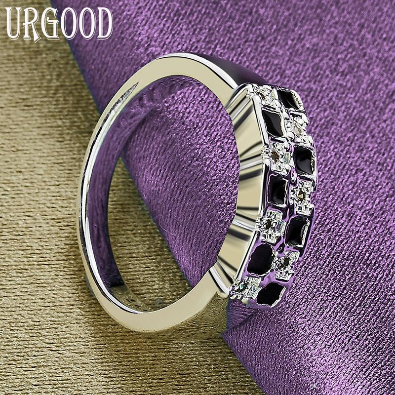 Bague en argent Sterling 925 à carreaux en Zircon AAA, cadeau de fête, bijoux à la mode