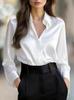 European and American temperament commuter long-sleeved shirt women's autumn POLO collar polyester cardigan