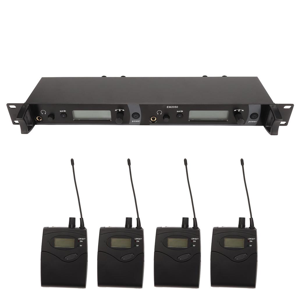 Wireless Earphone Monitor System 2 Channel 4 Bodypacks Whole Metal UHF Stage Monitoring System for