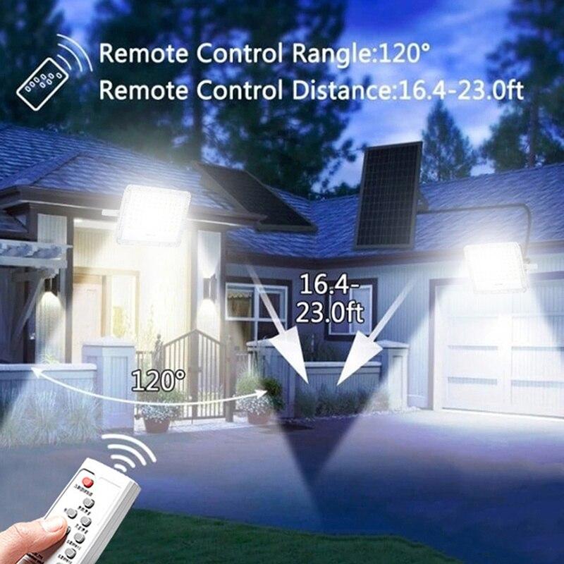 2 Head Stepless Dimming Light Waterproof LED Flood Lamp Remote Control Solar Landscape Spotlight for Outdoor Garden Path Street