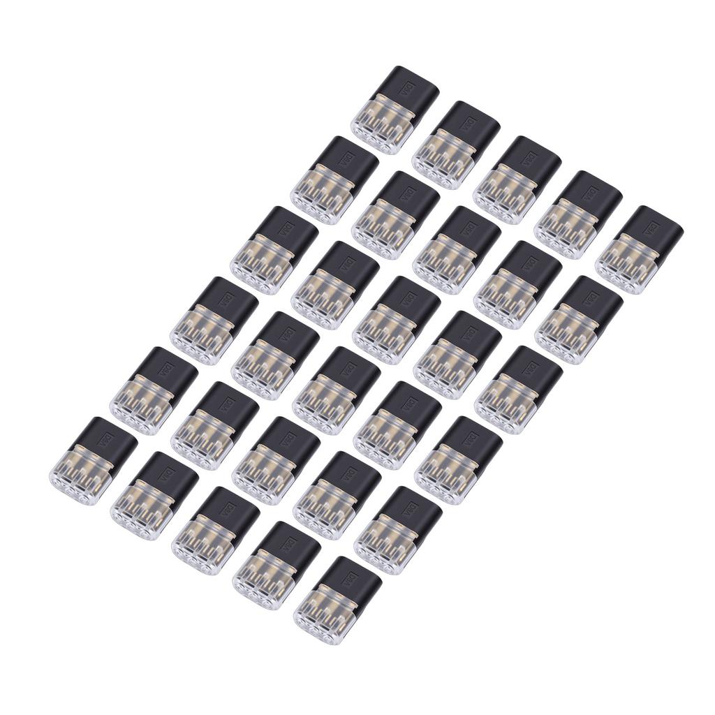30Pcs Wire Plug in Connector 3 Pin with Locking Buckle No Stripping Quick Splice Clips for 18-16AWG LED Strip Light Electrical Cable 3mm Hole Dia