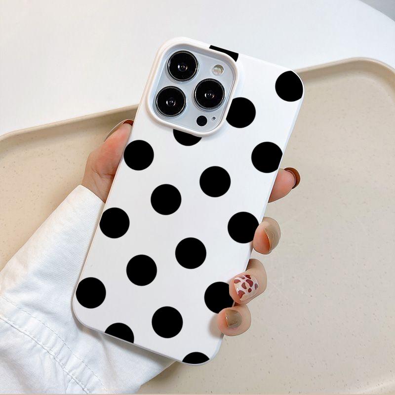 Fashion Cute Black Polka Dot Soft TPU Phone Case For iPhone 16 15 13 14 12 11 17 Pro Max 16 Plus 17Air 16E Back Cover Funda