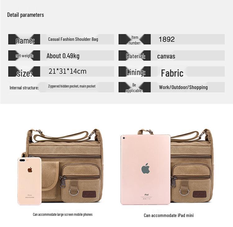Men's Canvas Crossbody & Shoulder Bag - Spring Casual Sports Trend