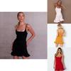 Stylish Women Fashion Mini Pleated Sling Dress Skirt Sleeveless Cocktail Dress