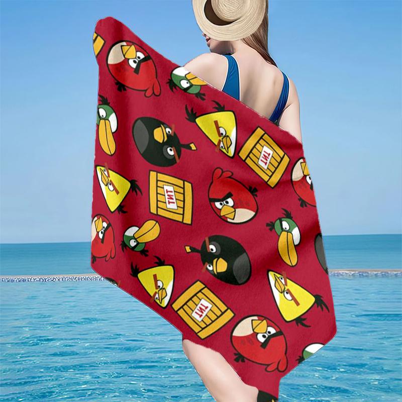 Red Birds Characters Collage Beach Towel, Super Soft Microfiber, Gift for Her/Him, Birthday, for Pool, Beach, Travel, Home Decor Fan gifts
