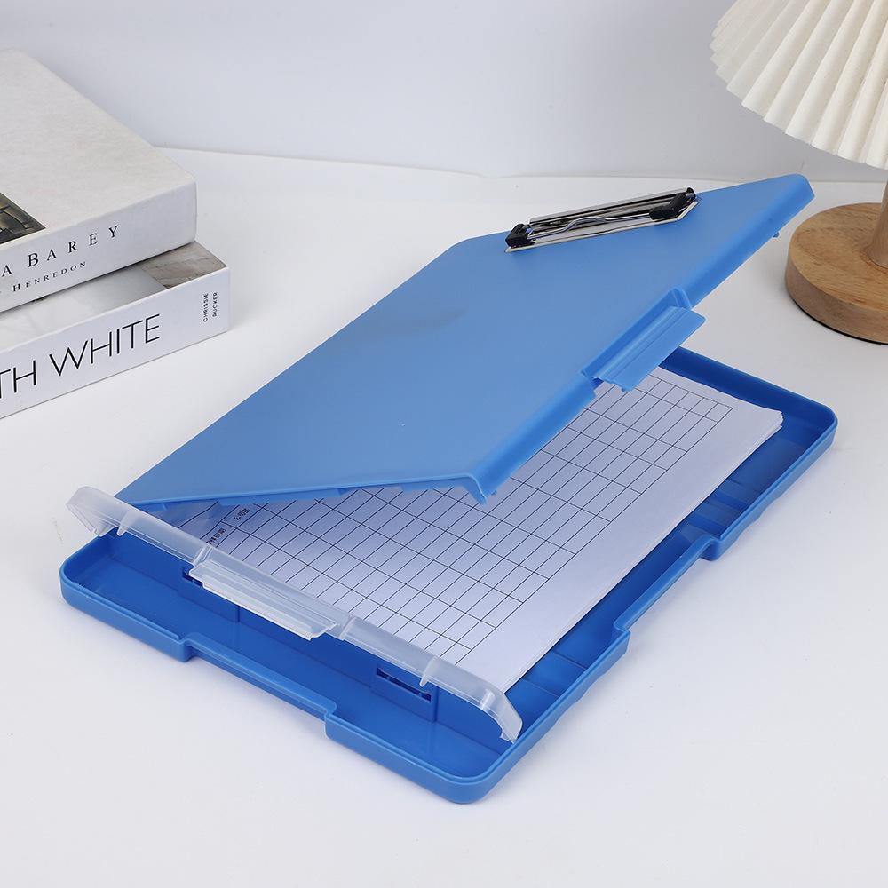 

A4 File Box with Pen Holder and Writing Tablet Clip - Document Storage with Additional Box Clip A4 Clipboard with Storage Box
