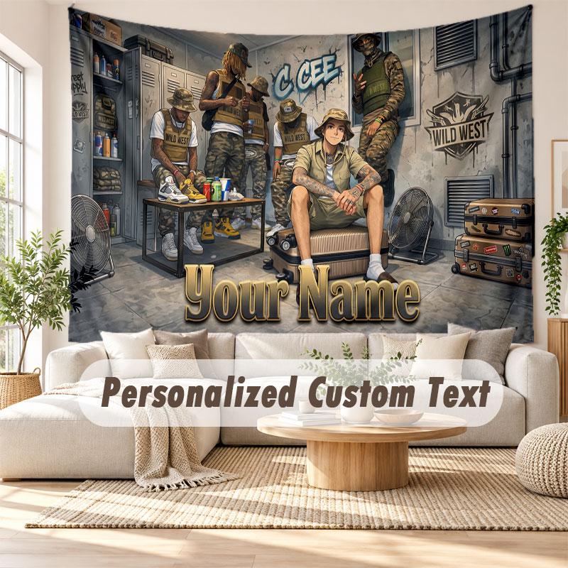 Custom Name Wall Hanging Tapestry,Central Cee Decorative Backdrop Tapestry For Dorm Home