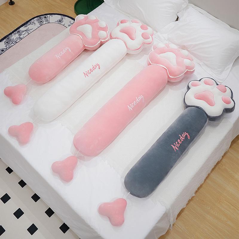 Cartoon Soft Cat Paw Long Throw Pillow Plush Toy Home Sofa Pillow Cushion Girl Rag Doll Birthday Gift