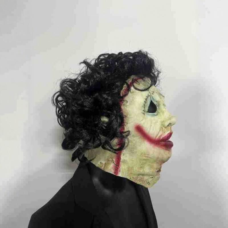 Halloween Horror Ganzgesichts-Latexmaske mit Perücke Texas Chainsaw Massacre Cosplay Kostüm Party Requisiten