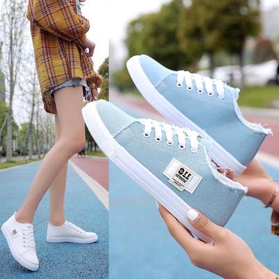 Canvas Shoes Women's New Women's Shoes Spring White Shoes Student Sports Flat Shoes Sneakers 2024 New Thick Soled Shoes