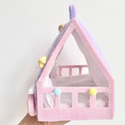 Adorable Doll Crib with Mini House Tent Design, Toy Bed for Baby Dolls, Girls Toddler Kids Pretend Play Nursery Home Living Room