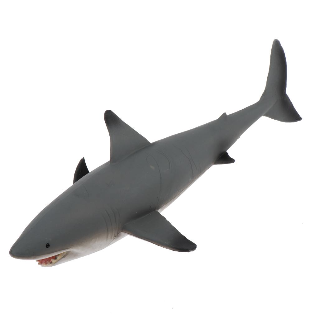 2pcs SHARK Sealife Toy Model Animal Figure - 22cm Solid Plastic