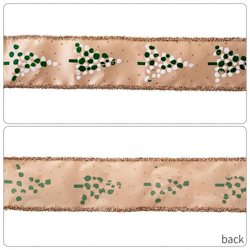 1PC Small Tree Pattern Festive Ribbon Embroidered Christmas Satin Ribbon 5mx5cm