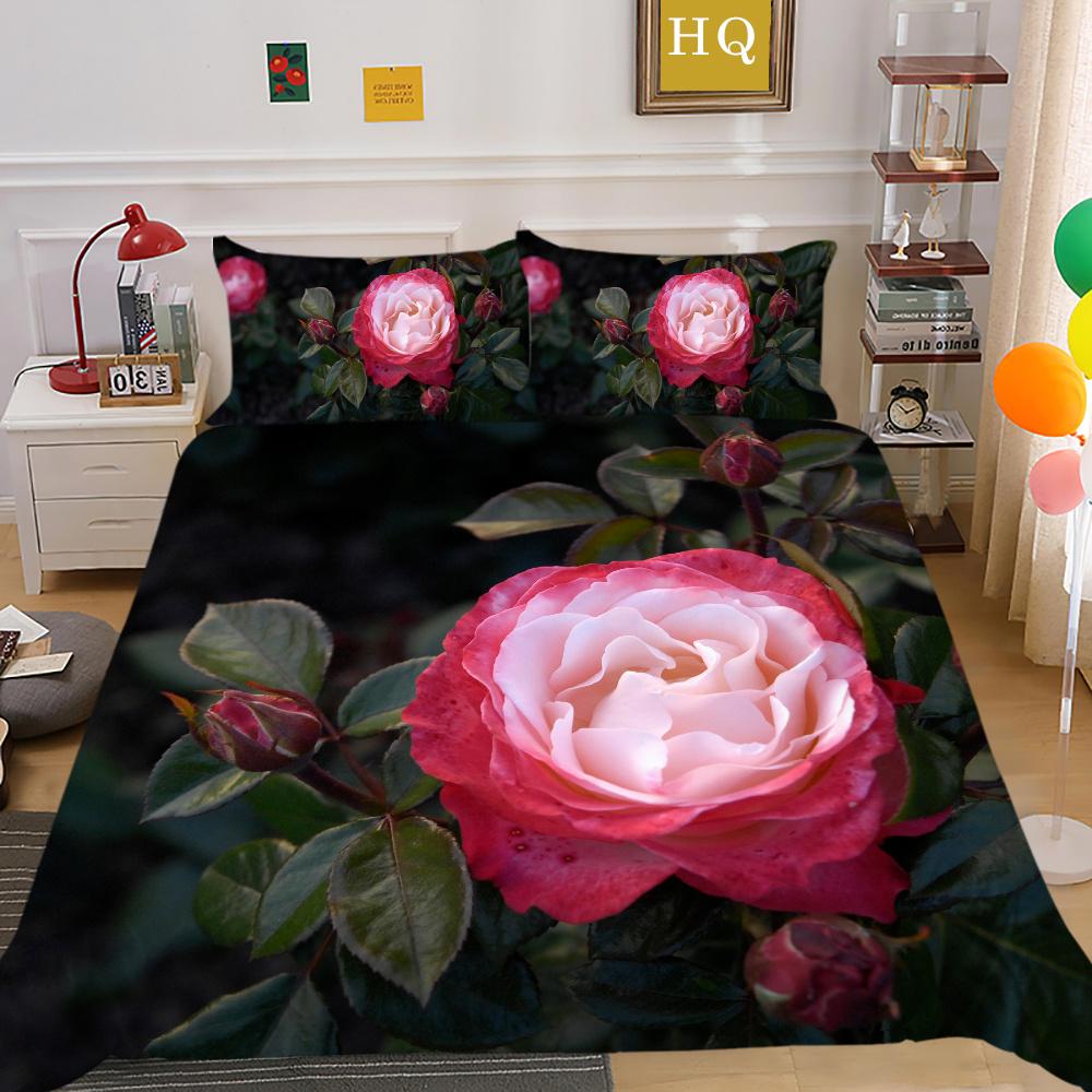 3D Flowers Printing Bed Set Twin Size Microfiber Home Bedding Set Fashion Highend Comforter Cover Set