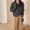 Autumn and winter new gentle wind twist knitted cardigan women's retro soft waxy lapel loose lazy sweater jacket