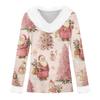 Women's T Shirt Tee Christmas Shirt Long Sleeve Party Christmas Print Fleece Collar V Neck Top