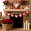 6Pcs Valentine's Day Heart Shape Ornament Felted Cloth Heart Pendants for Mantels Wall Window Door Tree Display