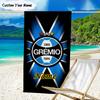 1PC Custom Name Beach Towel Gremio FC Crest Design Beach Towel, Suitable for Camping, Travel, Beach Accessories, Super Absorbent, Family Gift