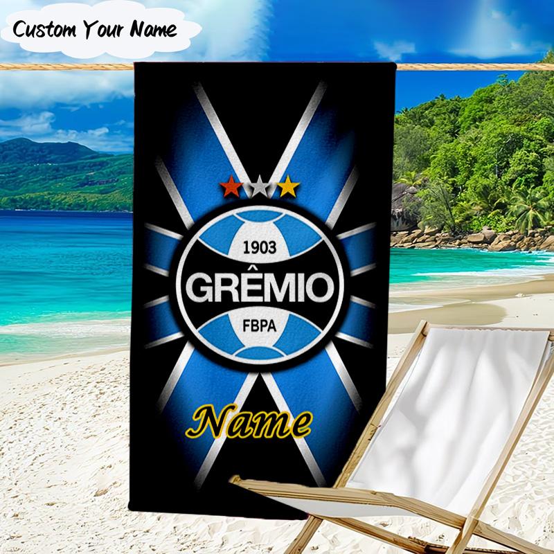 1PC Custom Name Beach Towel Gremio FC Crest Design Beach Towel, Suitable for Camping, Travel, Beach Accessories, Super Absorbent, Family Gift