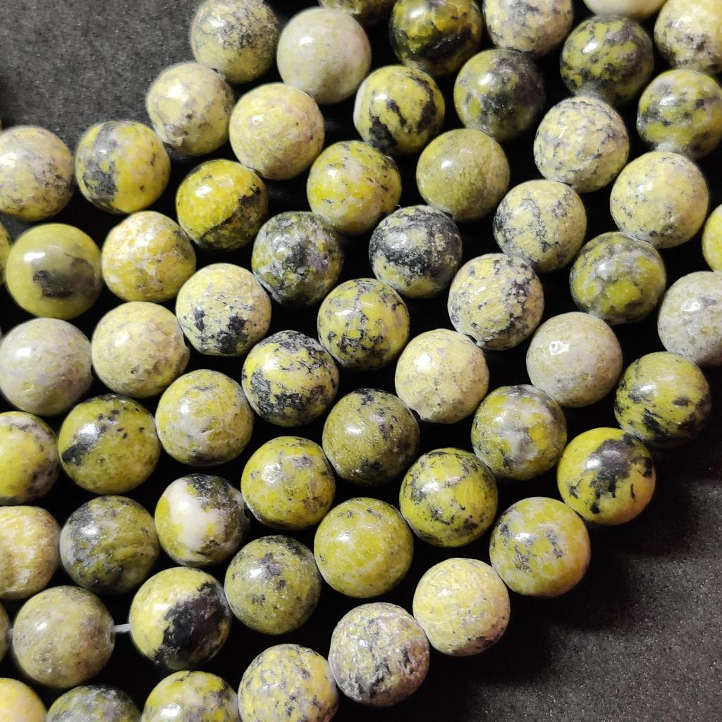 Smooth Round Yellow Serpentine Beads, Loose Beads, Full Strand 14-15 Inch Beads, Gemstone Beads for Jewelry Making, 6mm 8mm 10mm Size Beads.
