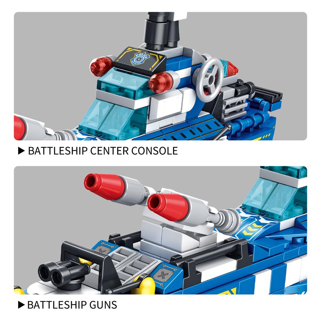 Non-Toxic 520Pcs Maritime Patrol Vessel Building Blocks Toys Model Patrol Boat Assemble Puzzle Bricks Toy Sets For Kid Ornament Gifts