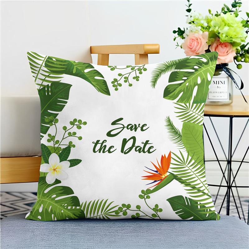 Fashion Tropical Green Plant Pillowcases Natural Style Decorative Pillowcases For Office Bedroom And Sofa