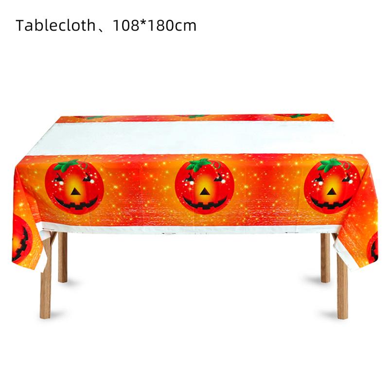 Halloweenský ubrus Fright Night: Design Hrad Dýňového Ducha, Jednorázový PE Materiál